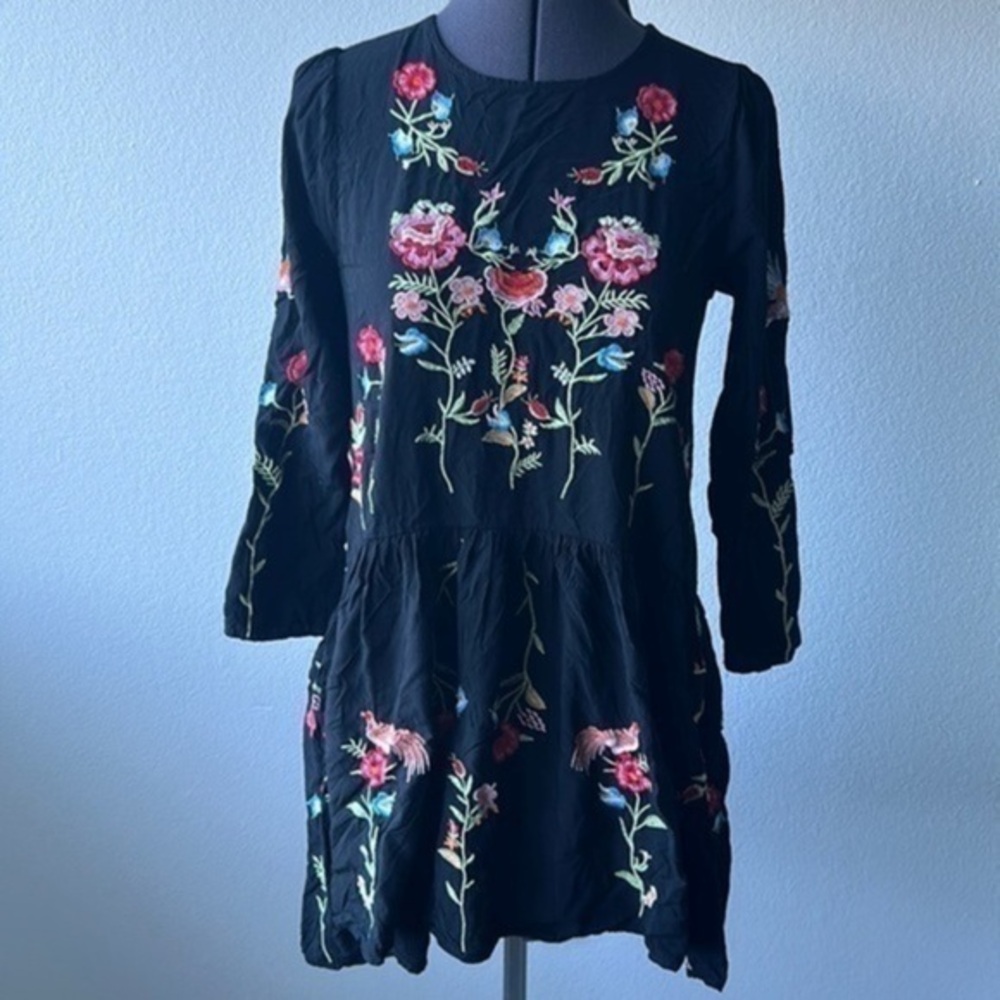 Zara dress size small, black embroidered, Bohemian